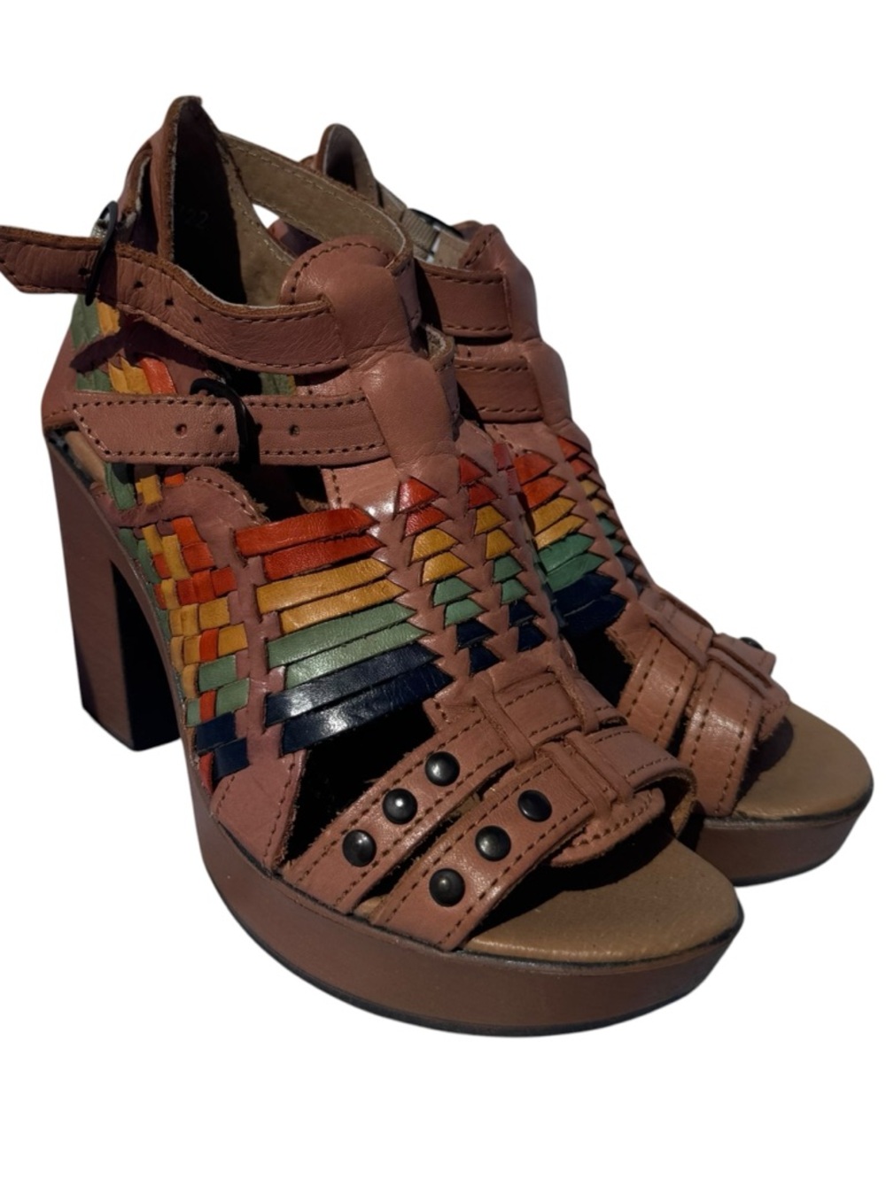 Woven Multi-Color Platform Heel Sandal - Women